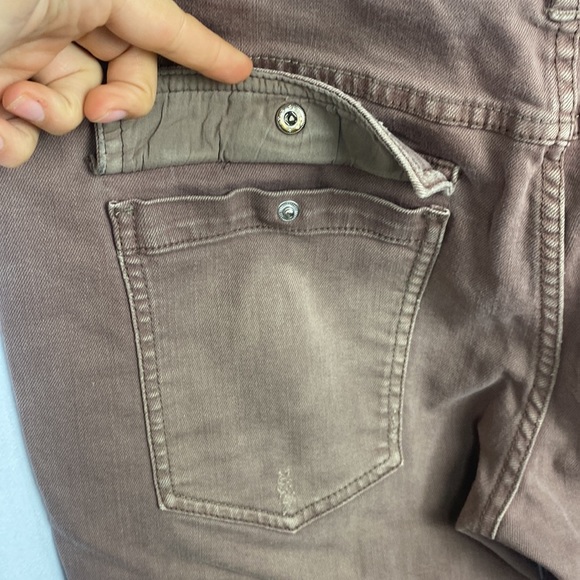 FREE People Button Fly Front Womens Brown Distressed Jeans Pants - Size 8 - Picture 14 of 16